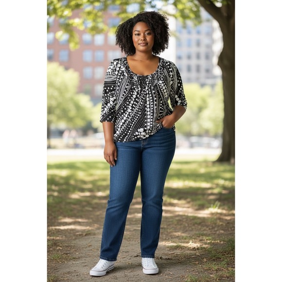 new directions Tops - NWT Black and White Polka Dotted Blouse